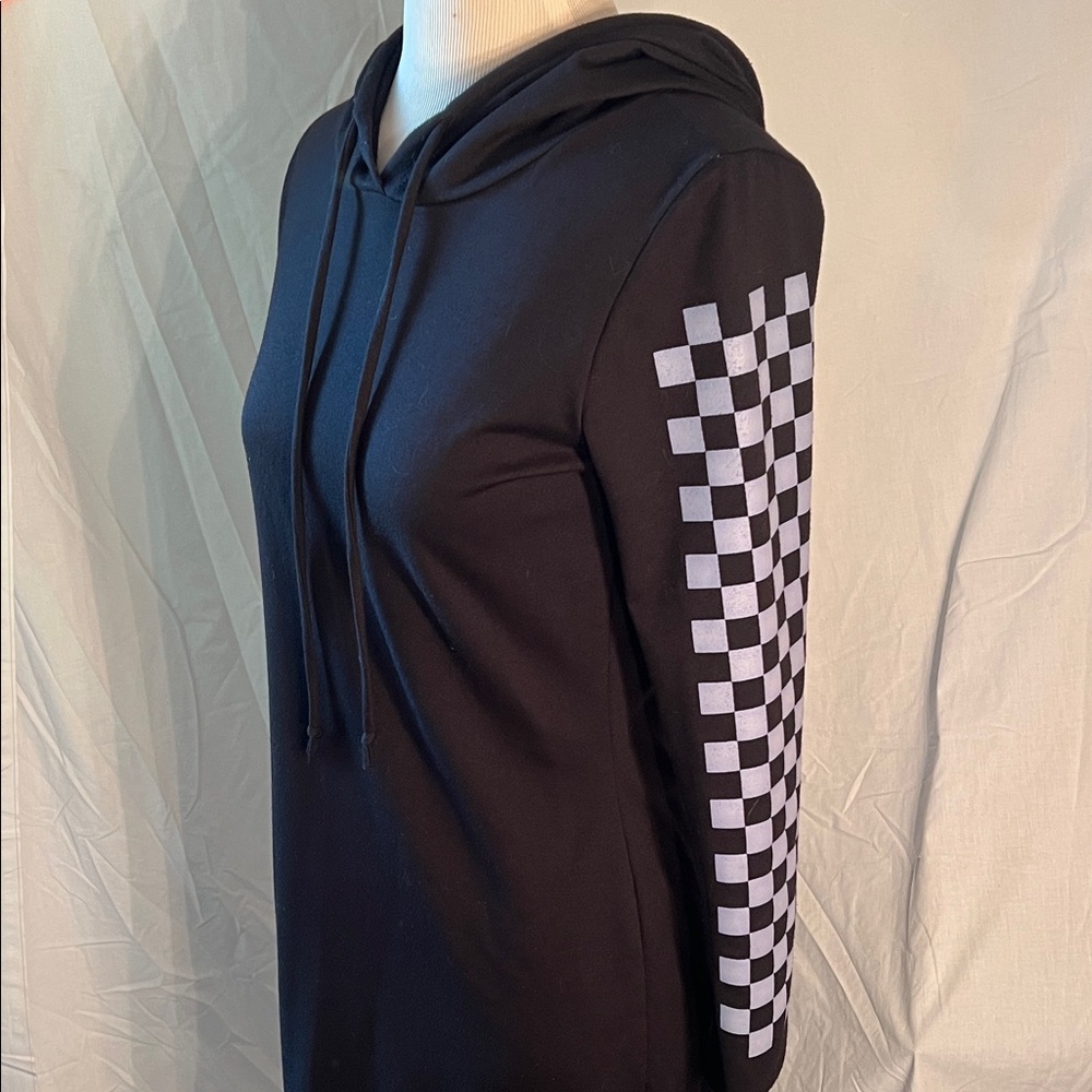 Love J Black Dress with Checkered Sleeves - Picture 7 of 13